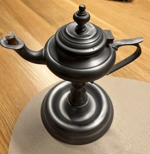 Antike Vintage Zinn Öllampe, neuwertiger Zustand 19 cm