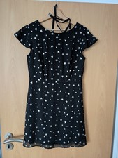 Leichtes Sommerkleid NEU in schwarz mit silbernen Sternen und Gürtel Gr.38 Orsay