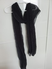 Tuch Schal Schwarz Transparent Sterne Glitzer Dünn