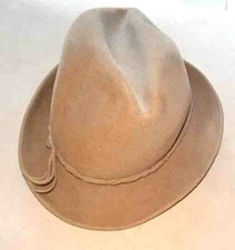 Leichter Hut mit Krempe, Damenhut, braun, gedrehtes Hutband, 53 cm, Homburg