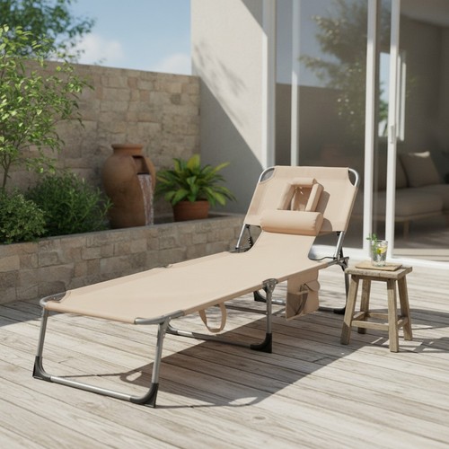 Klappbare sonnenliege beige - sonnenliege,