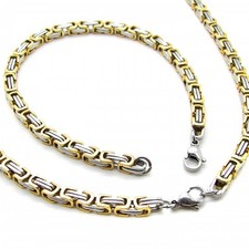 Set Edelstahl Armband mit Königskette Gliederkette Herren Massiv Panzerkette 