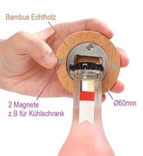 Echt Holz Flaschenöffner mit Magnet Halter Bierdeckel Kronkorken Öffner