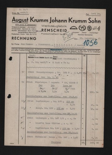Remscheid rechnung 1941 - rechnung,