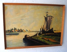 Ölbild Kurische Nehrung Kurenkähne Nidden