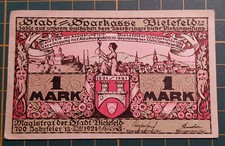 Notgeld Bielefeld 1921, 1 Mark, Schmied von Bielefeld mit Fahne