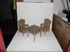 Ältere Rokoko-Sessel+Tisch-Puppenstube-Puppenhaus-Peter Kampmann-1980er J.