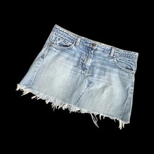 Vintage Jeansrock Größe 10 12 blau Jeans Mini distressed FCUK Boho Y2K 2000er
