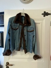 Jeansjacke mit Pelzbesatz Gr