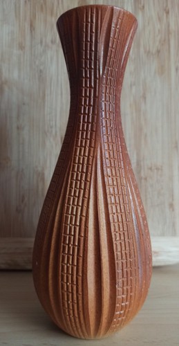 Braune vase ritzdekor ddr - vase,