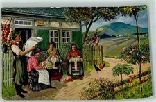 39169631 - Erzgebirge Zeitung lesen Kanarienvogel Vogelkaefig sign. Hugo