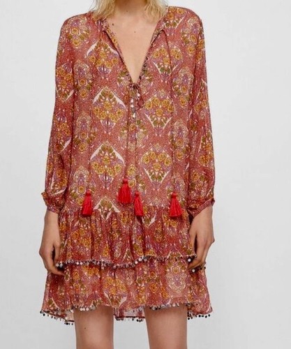 Zara vintage boho volantkleid - zara,