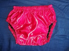 Windelhose / Windelslip Satin Weichfolie Rot Schwarz Gr. M