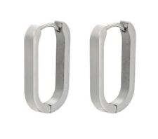 Edelstahl Ohrringe Rechteckig / Oval Klapp Creolen 21mm Damen Herren