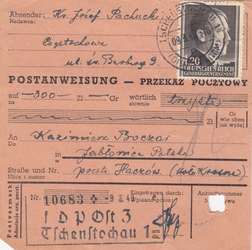 Postanweisung tschenstochau - gg,