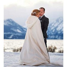 Damen-Fleece-Puffer-Poncho Kunstpelz Winter Lässig Fotografie Weißes