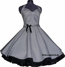 Retro Petticoatkleid 50er Jahre schwarz weiße Blumen Vintage Abendmode