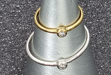 massiv Sterling Silber 925 Ring mit 2,25 mm Cirkonia vergoldet oder Silber pol.