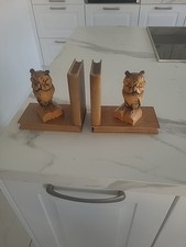 2x BUCHSTÜTZEN EULEN HOLZ