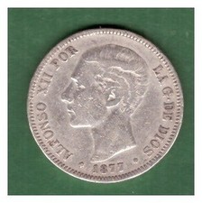 CH: 5 Pesetas, 1877, (S), ss