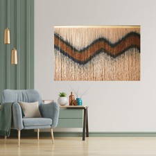 Der edle Makramee-Wandbehang 150 x 100 cm Sand Design, große Wanddekoration Garn