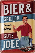 Retro Blechschild BIER UND