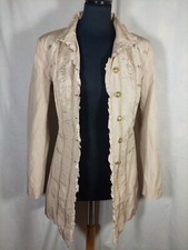 NEU ADAGIO BEIGER LEICHTER MANTELJACKE GLÄNZEND RÜSCHEN GOLD KNÖPFE UNIKAT GR 40