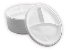 500 x Einweg Menüteller Plastikteller dreigeteilt Weiß Plastik Party Teller Rund
