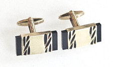 333 Gold Manschettenknöpfe - Gelbgold 8 ct mit Onyx 9 gr schwer