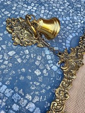 Vintage Gobelin 1965 WandbehangKlingelzug Messing Mit Glocke Handarbeit  Blumen 