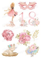 18. Geburtstag Tortenaufleger essbar Party Deko neu Mädchen rosa pink neu Blume