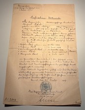 Original Aufnahme-Urkunde der Königlich Preussischen Regierung von 1907 Preussen