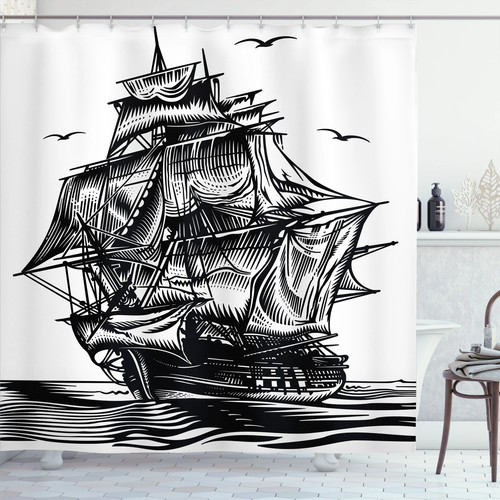 Piratenschiff duschvorhang - piratenschiff,
