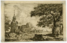Seltener antiker Meisterdruck - LANDSCHAFT - FISCHER - SCHLOSS - Hanson - 1792