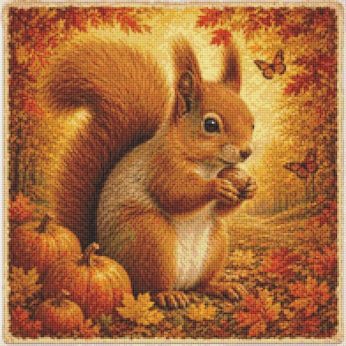 Rotes eichhörnchen herbst - rotes, im