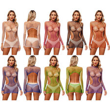 Damen Kleider Sheer Nachthemd Nachtkleid Durchsichtig Cover Up Reizwäsche Mini