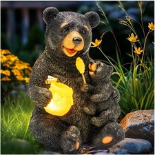 Solar Gartenskulptur Harz Bär Liebende Figuren Draußen Licht Geschenk