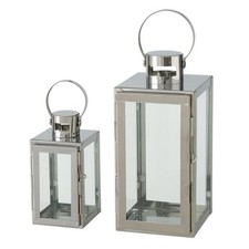 BOLTZE Laterne Caruso 2er Set Silber Windlicht Kerzenhalter Skandinavischer Stil