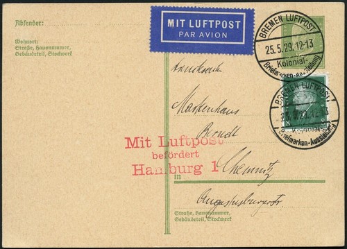 Reich 1929 postkarte - dt.,