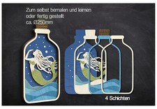 Holz-Wand-Dekor - zum Basteln -  Meer in einer Flasche - Mehrschichtige Holzdeko