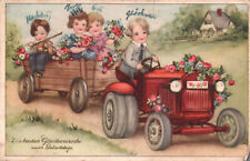 AK Glückwunsch Geburtstag Trecker Traktor Anhänger Kinder Gäste Geige (Nr. 2735)