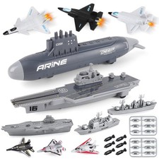 19PCS Marine Militär Spielzeug mit U-Boot Flugzeugträger Schlachtschiffe Kamp...