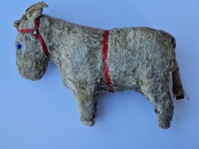 antik Stofftier Esel alt Beine holzverstärkt Stroh gefüllt sehr alt & abgespielt