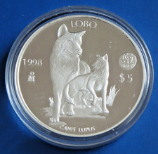 Silber proof 1998 5 lobo - proof, $5
