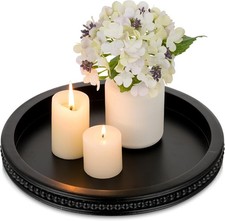 Holztablett Rund Schwarz