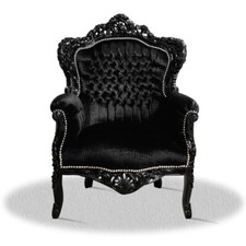 Barocksessel Sessel Schwarz Gothic Armlehne Clubsessel Lounge Thron Relaxsessel