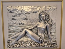 Relief Plakette Akt Frau am