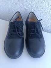 FINN COMFORT Damen Schnürschuhe Schwarz Leder Gr. 37,5