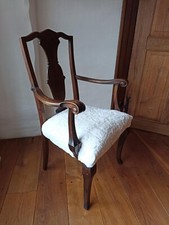 Großer Armlehnsessel, Schreibtisch Stuhl, Sessel, massiv Eiche, neu gepolstert