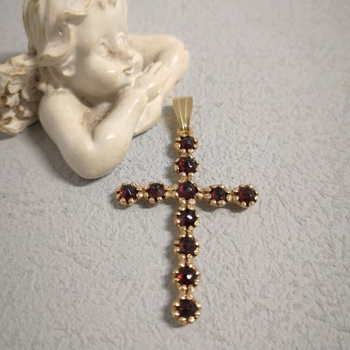 Granatschmuck kreuz anhänger - granatschmuck,
